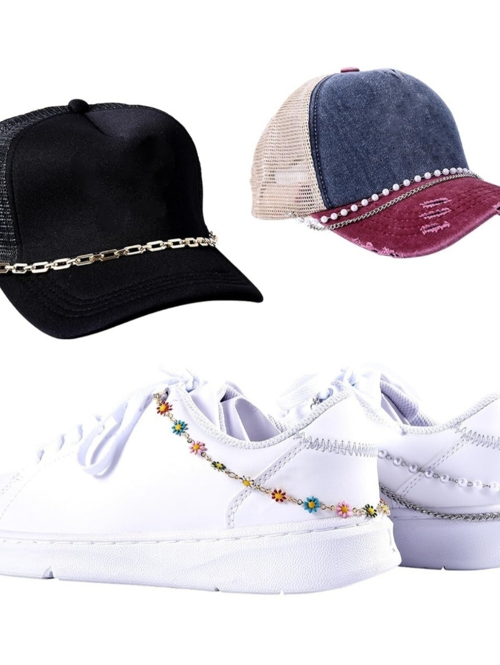 14 Piece Vibrant DIY Trucker Hat & Cap Charm Detachable Chains - Picture 5 of 9